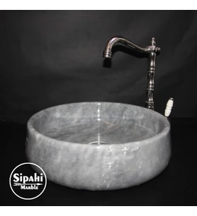 Sipahi Marble Gri Mermer Armut Tasarım Lavabo
