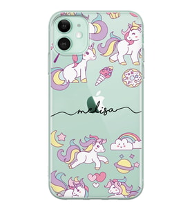 Minik Unicornlar Tasarımlı Şeffaf Telefon Kılıfı (Tüm Modeller Mevcuttur)