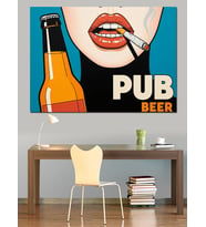 Bira Ve Pub Tabelası Retro Dekoratif Kanvas - Mdf Ahşap Tablo