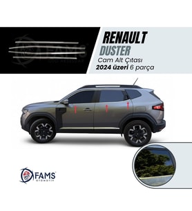 Renault Duster 2024 Üzeri Için Krom Cam Alt Çıtası 6 Parça Paslanmaz Çelik