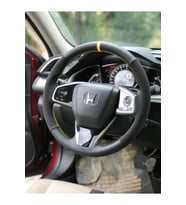 Honda Cıvıc Fc5 Araç Için Sarı Yüzüklü Karbon Nubuk Deri Araç Direksiyon Kılıfı