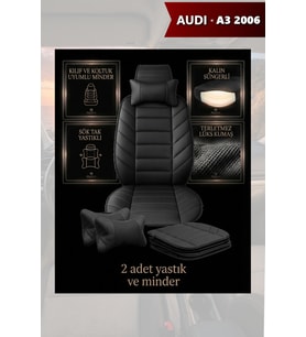 audi a3 2006 Koltuk ve Kılıf uyumlu Yastık Lüks Minder Siyah 2 Minder 2 Yastık