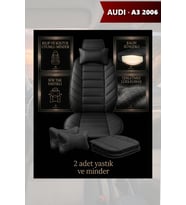 audi a3 2006 Koltuk ve Kılıf uyumlu Yastık Lüks Minder Siyah 2 Minder 2 Yastık