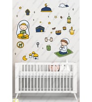 Dua Eden Çocuklar Ramazan Sticker Seti - Ramazan Ayı Temalı Cam Duvar Süsleri Çocuk Odası Duvar