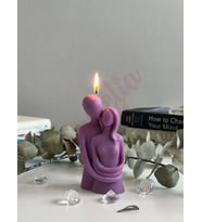 Mumelia Candles Sarılmış Çift - Doğal Soya Blok Dekoratif Mum - Mor