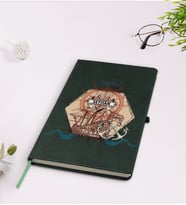 BK Gift Kişiye Özel Gemi Tasarımlı Yeşil Termo Deri Defter Model 4