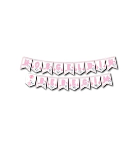 Zikzak Banner Hoş Geldin Bebeğim Pembe Fil (Çok Renkli)