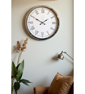 River World Duvar Saati 52 cm  Metal Krom Roma Zerafeti