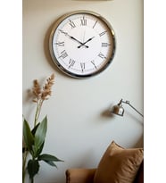 River World Duvar Saati 52 cm  Metal Krom Roma Zerafeti