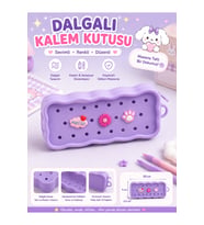 Mor Kawaii Kalem Kutusu, Geniş Kapasiteli Fermuarlı Organizer