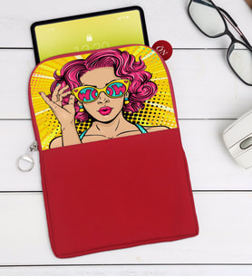 BK Gift Pop Art Tasarımlı Taşınabilir Koruyucu Tablet Kılıfı & Organizer Çanta - Kırmızı-7