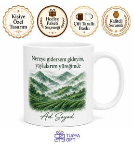 Rizeli Gurbetçiye Yayla Hasreti Kupa Bardak Rize Hediye Gurbetçi Kupası