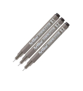Teknik Çizim Kalemi 0.1 - 0.2 - 0.3 Mm Siyah 3 Lü Set Artline Drawing Teknik Çizim Kalemi