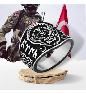 925 Ayar Gümüş Jandarma Logolu Askeri Erkek Yüzük
