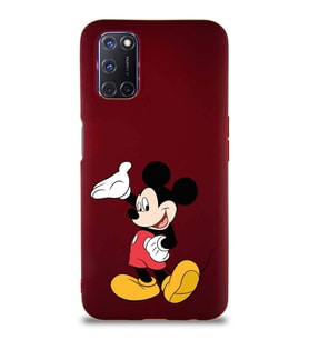 Oppo A72 Soft Premier Kapak Mickey Mouse-C Tasarımlı Silikon Kılıf - Mürdüm (Şeffaf)