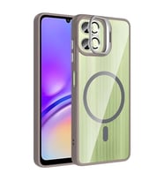 Coverzone Samsung Galaxy A07 ile Uyumlu Z-Etro MagSafe Wireless ?arj Destekli, G��l� Manyetik Tutucu, Stand Olabilen, Kamera Lens Hediyeli Koruyucu K?l?f Gri