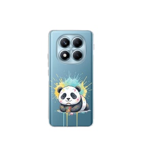 Redmi Note 14 Pro 5G ile Uyumlu Splash Panda Tasarımlı Şeffaf Silikon Kılıf