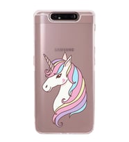 Samsung Galaxy A90   Kamera Korumalı  Kapak Unicorn Tasarımlı  Şeffaf Kılıf