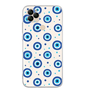 PrintiFy General Mobile GM22 ile Uyumlu Nazar Boncuğu 1 Baskılı Kamera Korumalı Şeffaf Silikon Kılıf