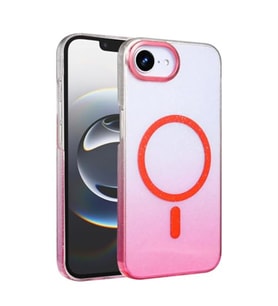 Coverzone iPhone 16E ile uyumlu MagSafe uyumlu simli sert plastik k?l?f, 2mm kamera korumal?, �izilmeye dayan?kl?, ince tasar?m, Glossy degrade Pembe