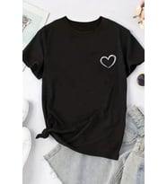 Unisex Hearts Baskılı Tasarım Tshirt (Siyah)