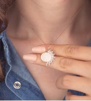 925 Ayar Gümüş Ay Güneş Kolye