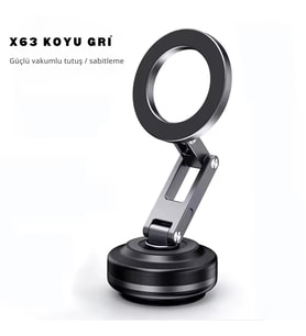 ShopyTech X63 Alüminyum Alaşımlı Manyetik Araç Telefon Tutucu 360° Çok Eksenli Vakum Tabanlı Type-C
