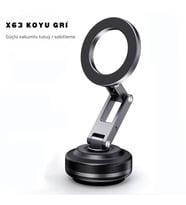 ShopyTech X63 Alüminyum Alaşımlı Manyetik Araç Telefon Tutucu 360° Çok Eksenli Vakum Tabanlı Type-C