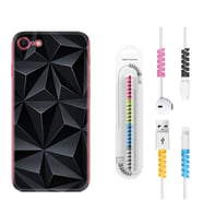 Apple iPhone 5 6 7 8 Plus Se XR Kılıf Kablo Koruma Spiral Silikon Prizmalar 1782