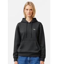 Lacoste Relaxed Fit Kapüşonlu Organik Pamuk Polyester Kadın Sweatshirt Siyah
