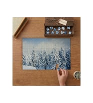 Karlı Çam Ağaçları- Kış Manzarası Tasarımı 240 parça Ahşap Puzzle Ahşap Kutuda MP00512