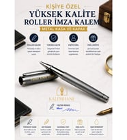 Mat Gri Yüksek Kalite Roller Kalem Kişiye Özel İsimli Kadife Kutulu