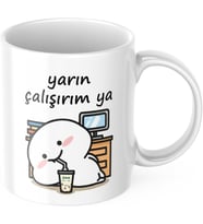 Çalışırım Komik Kupa Bardak Komik Yazılı Hediyelik Çay Kahve Kupası