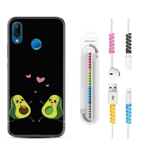 Huawei P20 Lite Mate 10 20 Lite Pro P40 Lite KılıfKablo Koruma Spiral Silikon Aşık Avokadolar 1642
