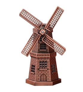 Vintage Metal Hollanda Yel Değirmeni Biblo Antik Bakır 17 cm