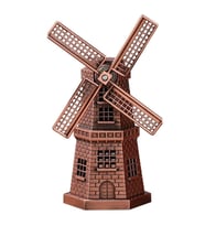 Vintage Metal Hollanda Yel Değirmeni Biblo Antik Bakır 17 cm