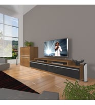 Decoraktiv Ekoflex On Mdf Tv Ünitesi Tv Sehpası - Ceviz Siyah (Siyah - Ceviz)