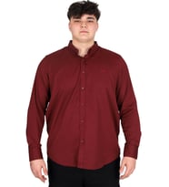 Mode XL Büyük Beden Erkek Uzun Kol Gömlek Klasik OXFORD U20368 Mürdüm