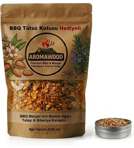 Badem Ağacı Talaşı Biberiye Özlü Tütsüleme, Mangal ve BBQ için, 2500 ml. Tütsüleme Kutusu Hediyeli