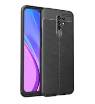 Xiaomi Redmi 9 Deri Görünümlü Silikon Siyah