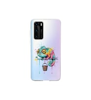 Huawei P40 ile Uyumlu Splash Bukalemun Tasarımlı Şeffaf Silikon Kılıf