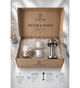 Doğum Günü, Özel Gün, Yeni İş, Yeni Ev Hediyesi Silver Şarjlı Dokunmatik Masa Lambası, Fincan, Soya Wax Mum Hediye Seti
