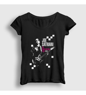 Presmono Kadın Siyah Tour Gitarist Hediye Joe Satriani T-Shirt 551889tt
