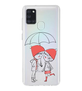 Samsung Galaxy A21s Uyumlu Kapak Aşk Tasarımlı Şeffaf Silikon Kılıf