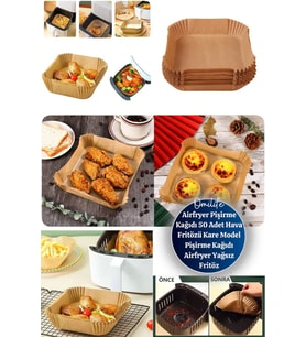 Airfryer Pişirme Kağıdı 50 Adet Hava Fritözü Kare Model Pişirme Kağıdı Airfryer