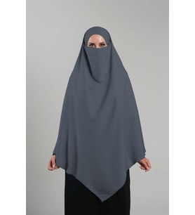 Antrasit Pratik Hazır Geçmeli Tesettür Eşarp Krep Bağcıklı Çift Katlı Sufle Hijab 2314_25