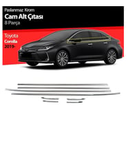 BLUEOTO Toyota Corolla Sedan Krom Cam Çıtası 2019-2020-2021-2022-20223-2024 Paslanmaz Çelik 8 Parça