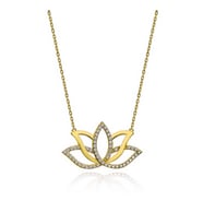 Gümüş Gold Lotus Çiçeği Kadın Kolye