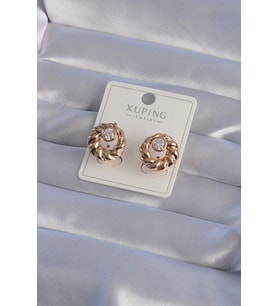 XUPİNG Rose Renk Oval Zirkon Taşlı Burgu Model Küpe 5886