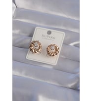 XUPİNG Rose Renk Oval Zirkon Taşlı Burgu Model Küpe 5886